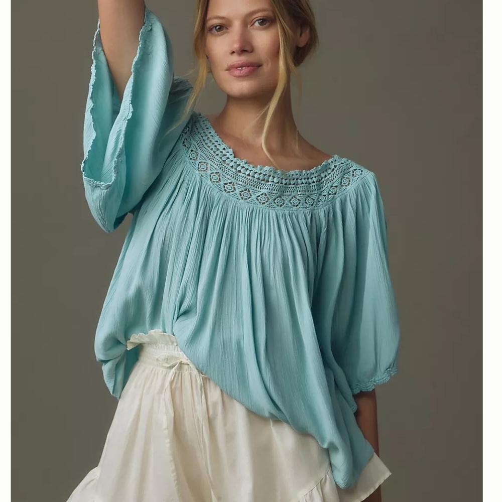 Anthropologie Gauzy Swing Top XS